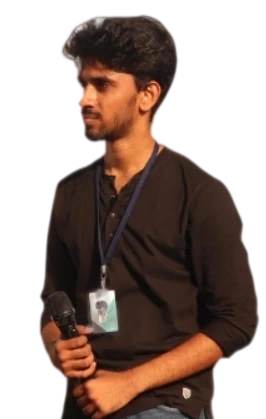 Vikram, co-founder and CEO of STUD Entertainments, holding a microphone at an event